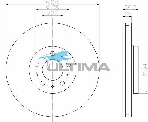 AAP2384 Front Brake Rotor – Volvo S60 16" Wheels 11/00 on (305mm)