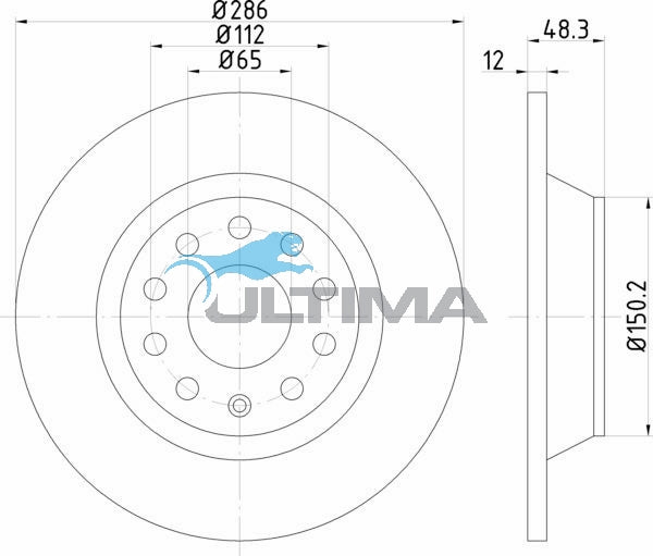 AAP2807 Rear Brake Rotor – Various, Audi, VW, Skoda Solid 285.6mm OD (286mm)