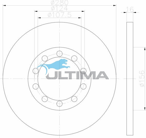 AAP2133 Rear Brake Rotor – Transit VM 07/2006 on 108mm CTR Hole (280mm)